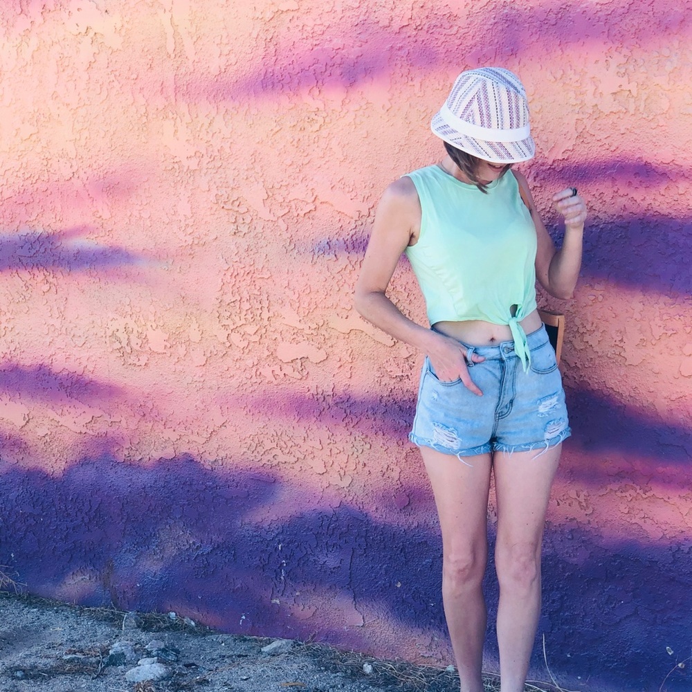 Joy Lab Mint Green Twist-Front Athletic Muscle Tee - Picture 14 of 16